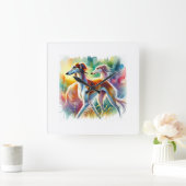 Saluki Dog 090724AREF103 - Watercolor Vierkante Klok (Huis)