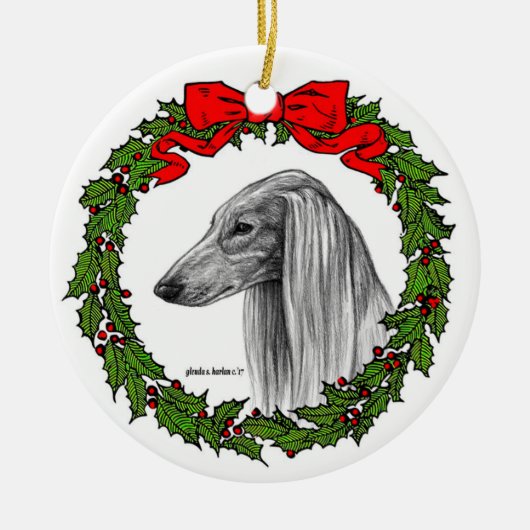 Saluki Dog Art van Glenda S. Harlan Keramisch Ornament (Voorkant)