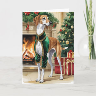 Saluki Dog Christmas Wenskaart Kaart