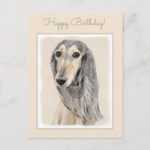 Saluki (Fawn) Painting - Cute Original Dog Art Briefkaart