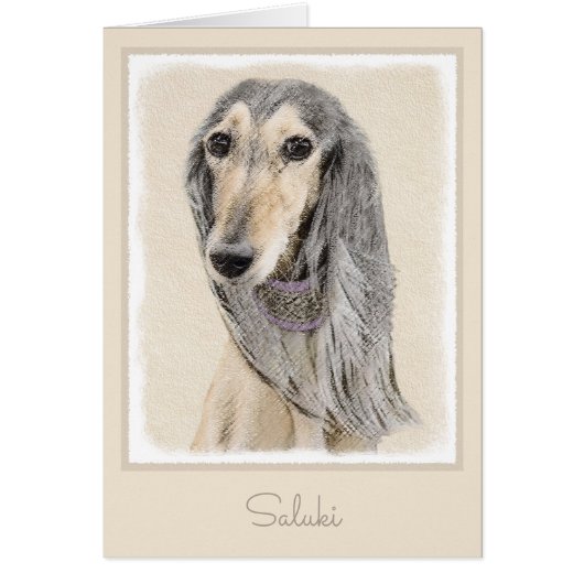 Saluki (Fawn) schilderen - Kute Original Dog Art (Voorkant)