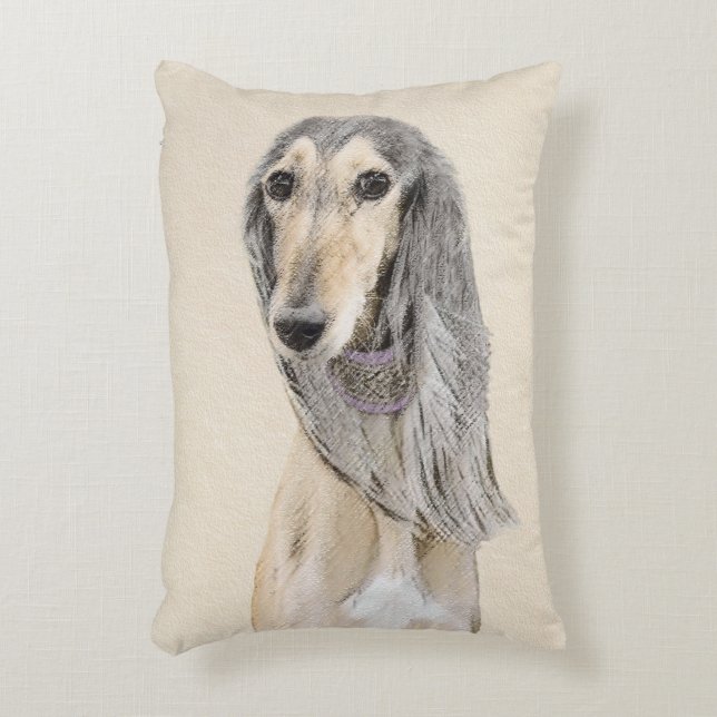 Saluki (Fawn) schilderen - Kute Original Dog Art Accent Kussen (Voorkant(Verticaal))