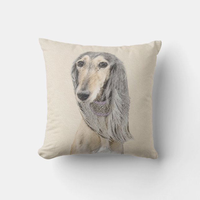 Saluki (Fawn) schilderen - Kute Original Dog Art Buitenkussen (Voorkant)