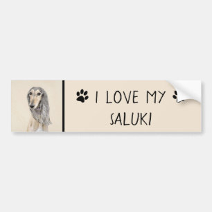 Saluki (Fawn) schilderen - Kute Original Dog Art Bumpersticker