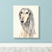 Saluki (Fawn) schilderen - Kute Original Dog Art Canvas Afdruk (Insitu (Houten vloer))