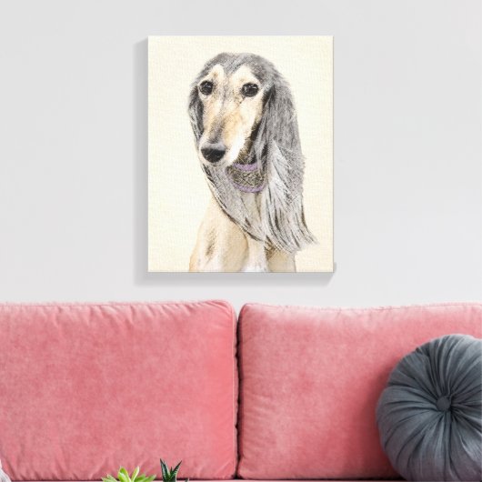 Saluki (Fawn) schilderen - Kute Original Dog Art Canvas Afdruk (Insitu (Woonkamer))