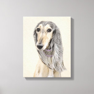 Saluki (Fawn) schilderen - Kute Original Dog Art Canvas Afdruk