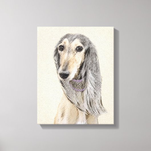 Saluki (Fawn) schilderen - Kute Original Dog Art Canvas Afdruk (Voorkant)