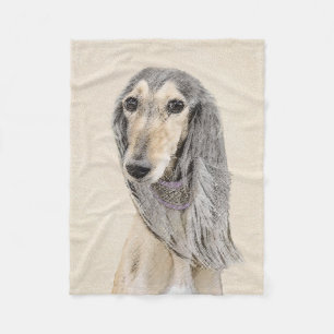 Saluki (Fawn) schilderen - Kute Original Dog Art Fleece Deken
