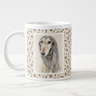 Saluki (Fawn) schilderen - Kute Original Dog Art Grote Koffiekop