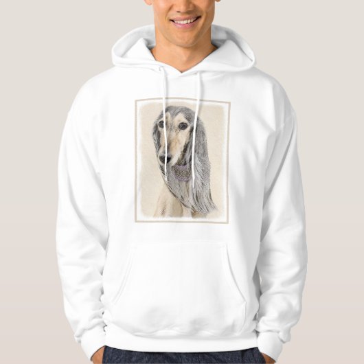Saluki (Fawn) schilderen - Kute Original Dog Art Hoodie (Voorkant)