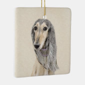 Saluki (Fawn) schilderen - Kute Original Dog Art Keramisch Ornament (Rechts)