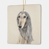 Saluki (Fawn) schilderen - Kute Original Dog Art Keramisch Ornament (Links)