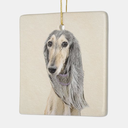 Saluki (Fawn) schilderen - Kute Original Dog Art Keramisch Ornament (Links)