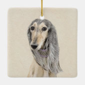 Saluki (Fawn) schilderen - Kute Original Dog Art Keramisch Ornament (Achterkant)
