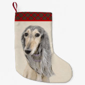 Saluki (Fawn) schilderen - Kute Original Dog Art Kleine Kerstsok (Voorkant)