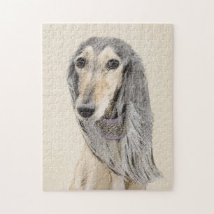 Saluki (Fawn) schilderen - Kute Original Dog Art Legpuzzel