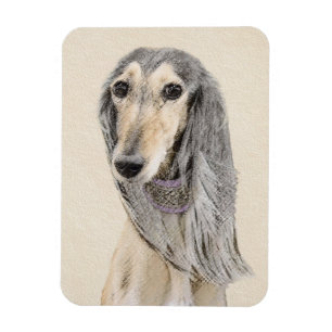 Saluki (Fawn) schilderen - Kute Original Dog Art Magneet