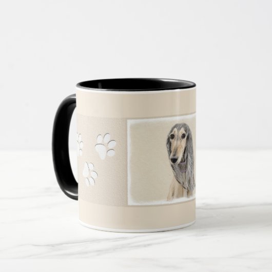 Saluki (Fawn) schilderen - Kute Original Dog Art Mok (Voorkant links)