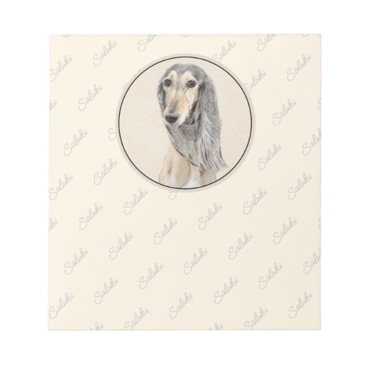 Saluki (Fawn) schilderen - Kute Original Dog Art Notitieblok (Voorkant)