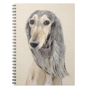 Saluki (Fawn) schilderen - Kute Original Dog Art Notitieboek