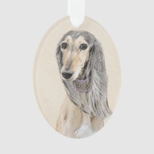 Saluki (Fawn) schilderen - Kute Original Dog Art Ornament (voorkant)