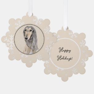 Saluki (Fawn) schilderen - Kute Original Dog Art Ornament Kaart