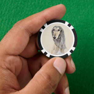 Saluki (Fawn) schilderen - Kute Original Dog Art Poker Chips