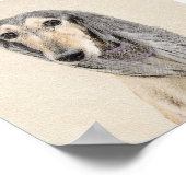 Saluki (Fawn) schilderen - Kute Original Dog Art Poster (Hoek)