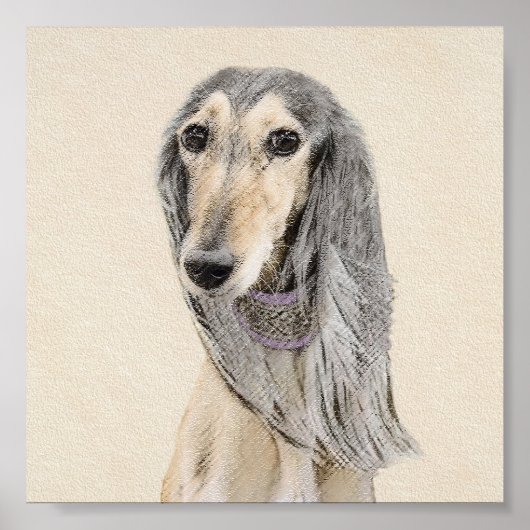 Saluki (Fawn) schilderen - Kute Original Dog Art Poster (Voorkant)