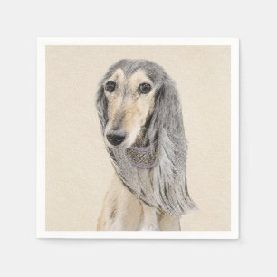 Saluki (Fawn) schilderen - Kute Original Dog Art Servet