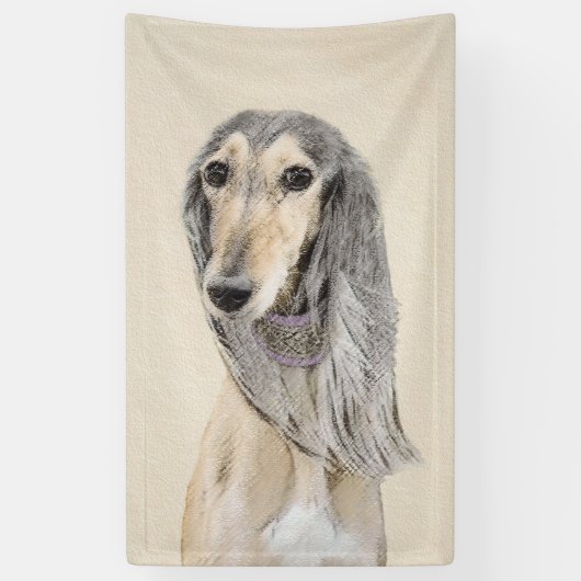 Saluki (Fawn) schilderen - Kute Original Dog Art Spandoek (Verticaal)