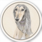 Saluki (Fawn) schilderen - Kute Original Dog Art Sticker (Voorkant)