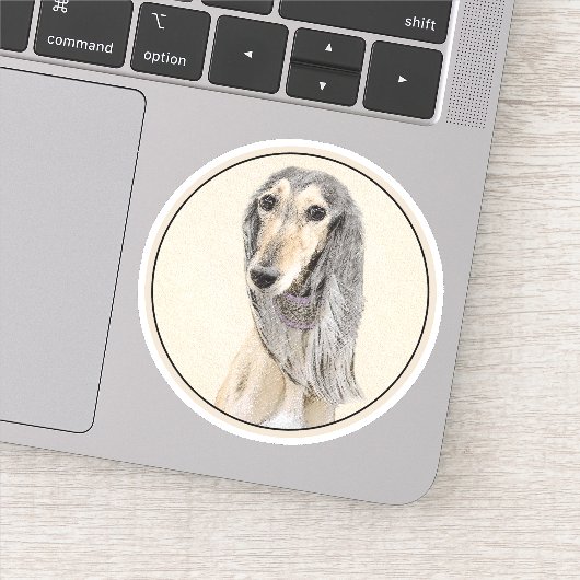 Saluki (Fawn) schilderen - Kute Original Dog Art Sticker (Detail)