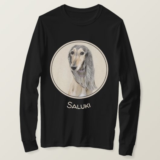 Saluki (Fawn) schilderen - Kute Original Dog Art T-shirt (Design voorkant)