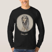 Saluki (Fawn) schilderen - Kute Original Dog Art T-shirt (Voorkant)