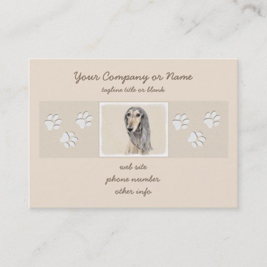 Saluki (Fawn) schilderen - Kute Original Dog Art Visitekaartje (Voorkant)