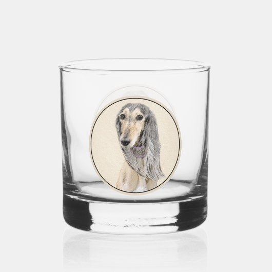 Saluki (Fawn) schilderen - Kute Original Dog Art Whisky Glas (Voorkant)