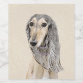 Saluki (Fawn) schilderen - Kute Original Dog Art Wijn Etiket (Enkel label)