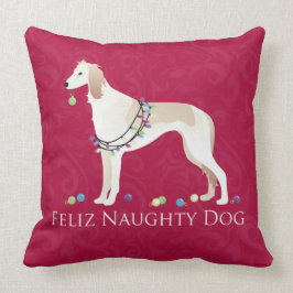 Saluki Feliz Naughty Dog-kerstontwerp Kussen