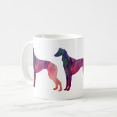 Saluki Geometric Pattern Silhouette Koffiemok (Voorkant links)