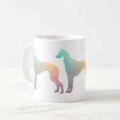 Saluki Geometric Pattern Silhouette Koffiemok (Voorkant links)