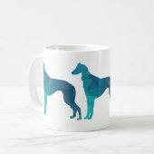 Saluki Geometric Pattern Silhouette Koffiemok (Voorkant links)