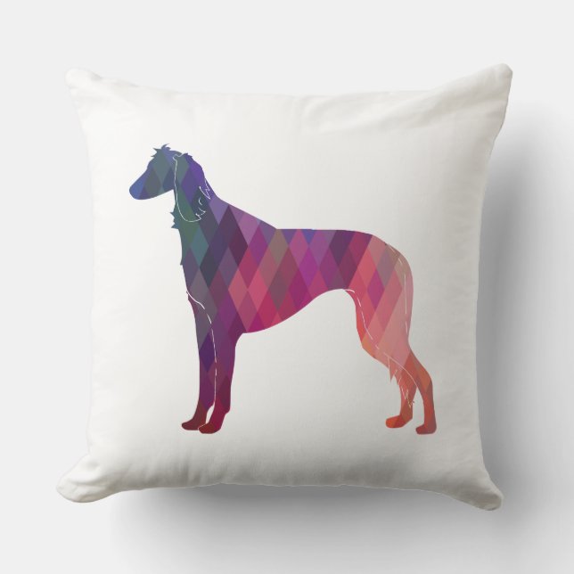 Saluki Geometric Pattern Silhouette Kussen (Voorkant)