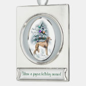 Saluki Gepersonaliseerde Kerstmis Verzilverd Banner Ornament (Links)