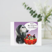 Saluki Halloween Snoep Briefkaart (Staand voorkant)