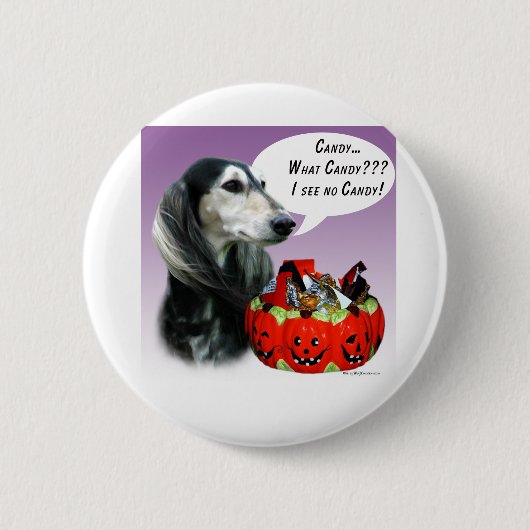 Saluki Halloween Snoep Ronde Button 5,7 Cm (Voorkant)