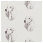 Saluki Head Dog Art Fabric Stof (Close Up)