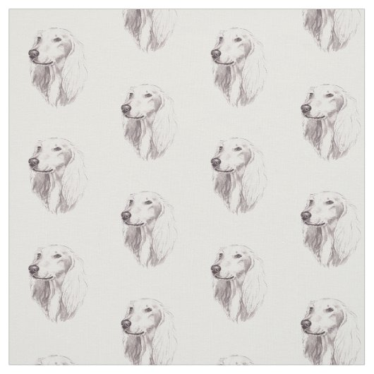 Saluki Head Dog Art Fabric Stof (Swatch)