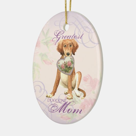 Saluki Heart Mam Keramisch Ornament (Links)